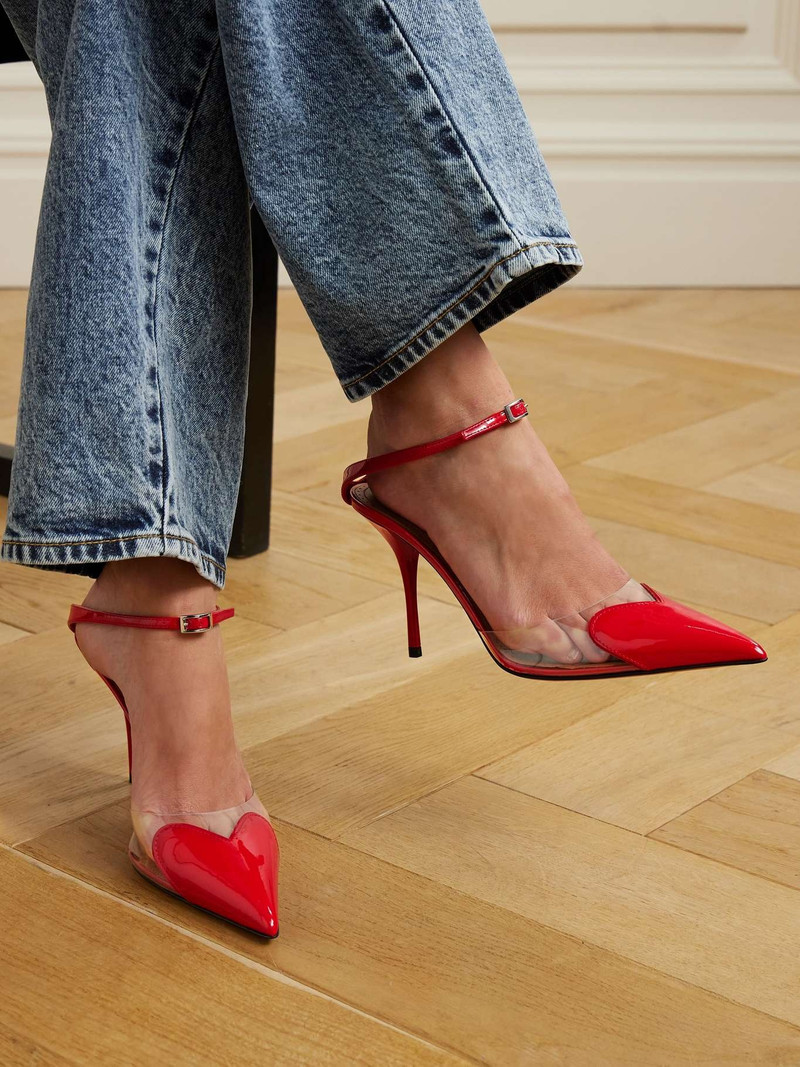 Alaïa Cœur 90 PU and patent-leather pumps outlook