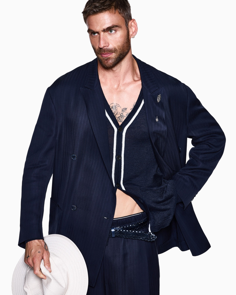 GIORGIO ARMANI CUPRO CHEVRON DOUBLE-BREASTED SUIT outlook