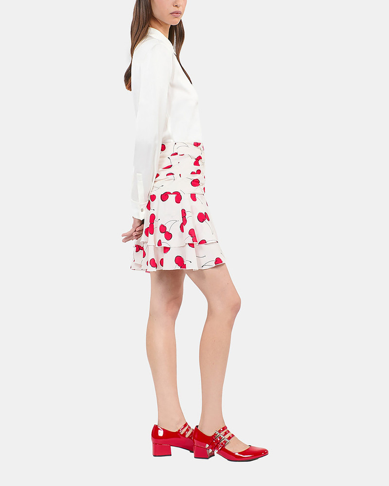 SHORT CHERRY PRINTED DRAPED SKIRT 5