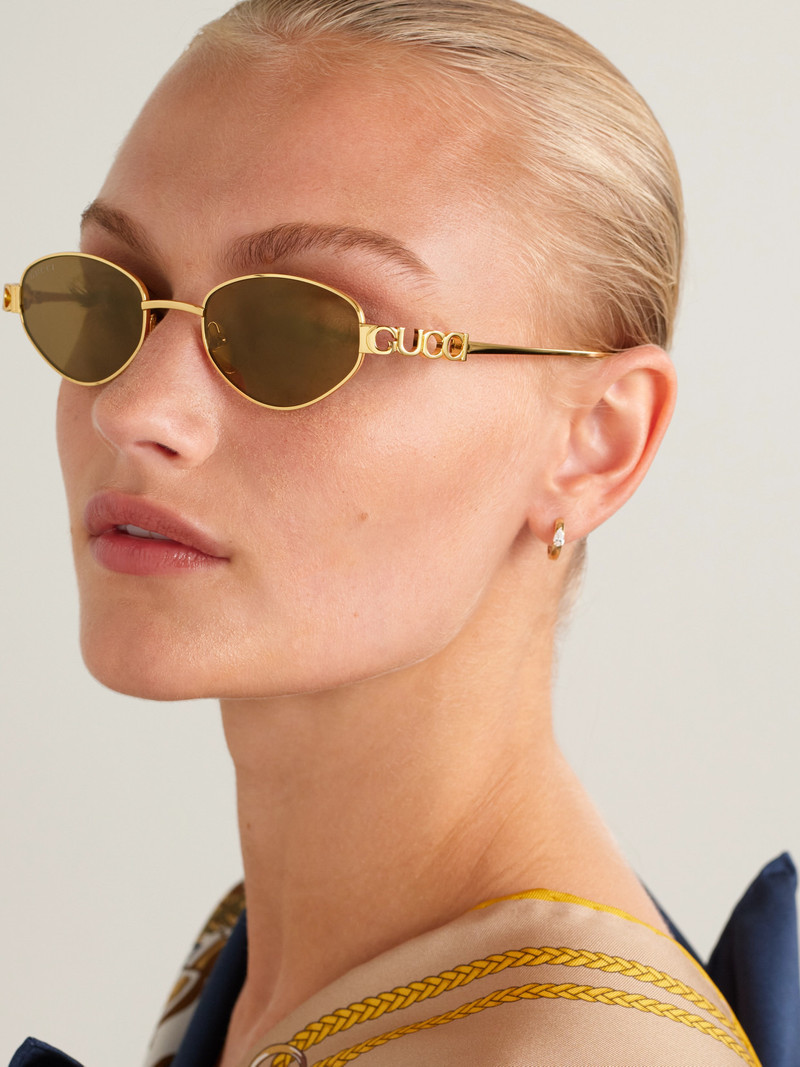 GUCCI Block Bending Cat-eye Gold-tone Sunglasses outlook