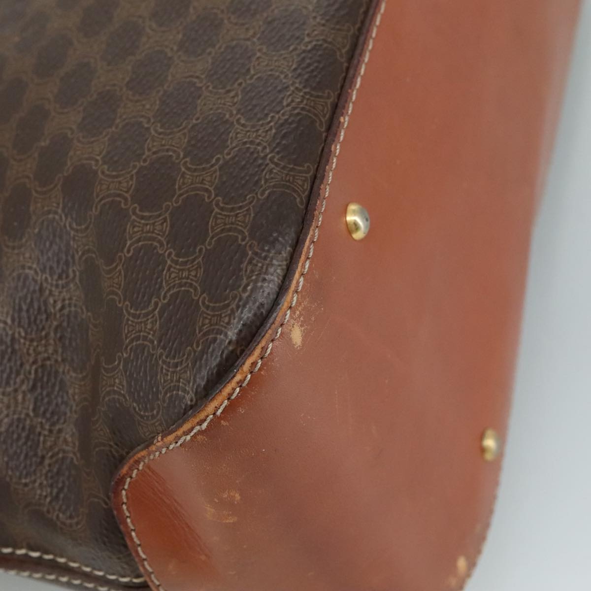 CELINE Macadam Canvas Hand Bag Pvc Leather Brown - 14