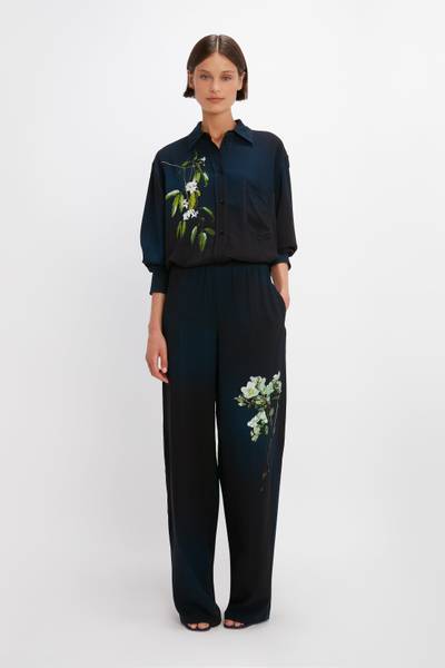 Victoria Beckham Pyjama Trouser in Navy Ombré & Floral outlook