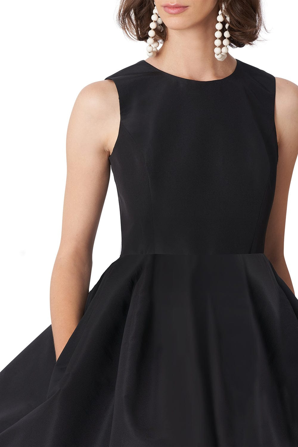 Sleeveless Crewneck Bubble Dress - Black - 4