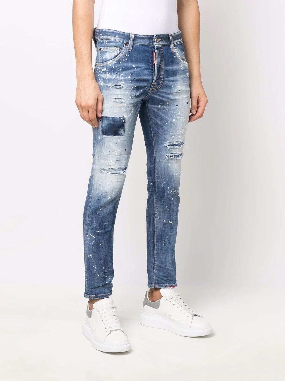 stonewashed distressed jeans - 3