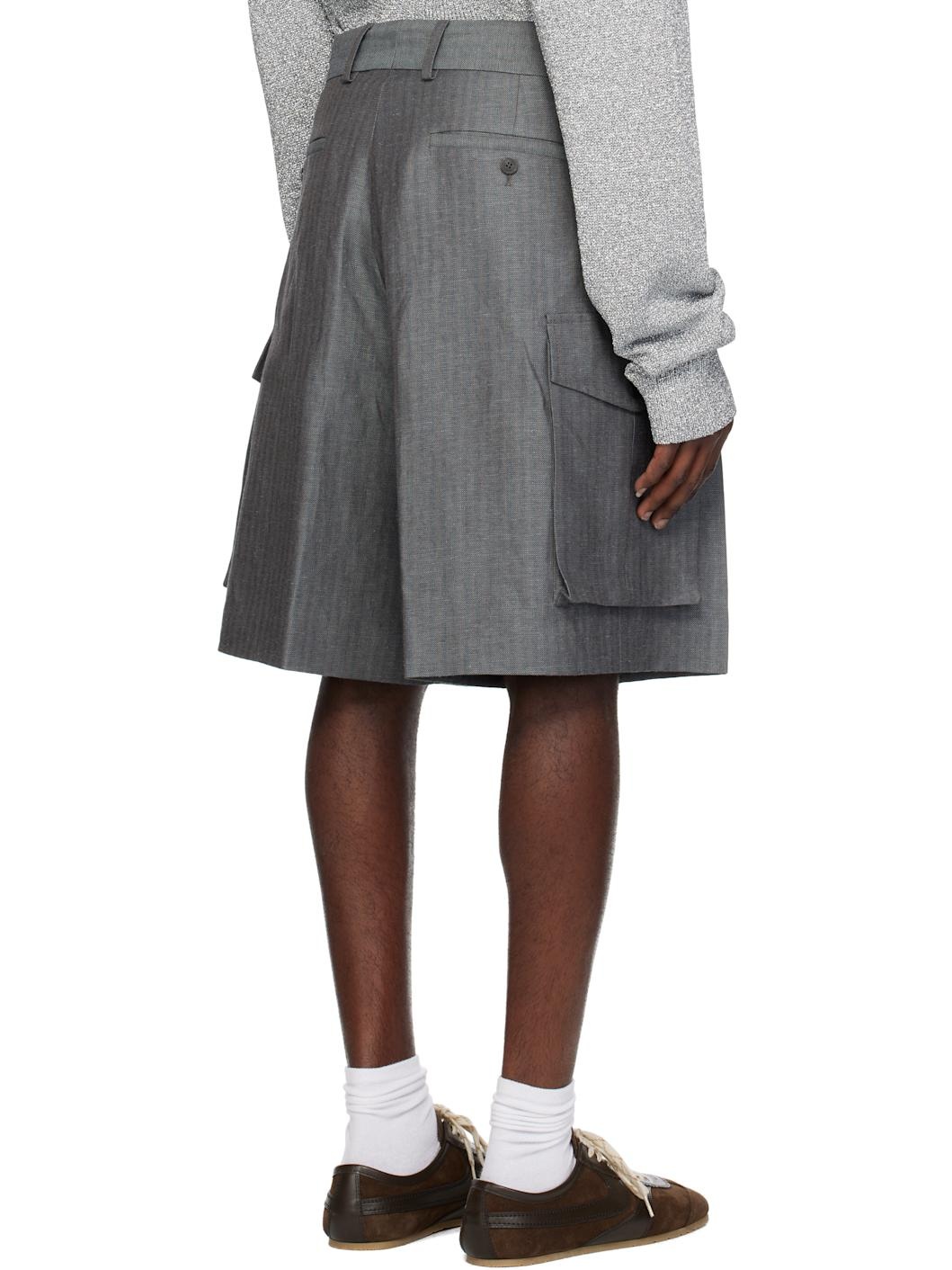Gray Pleated Shorts - 3