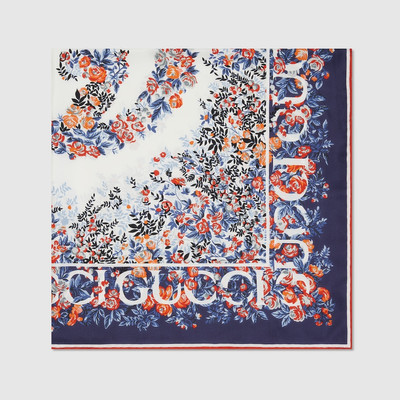 GUCCI Gucci Interlocking G floral print silk carré outlook
