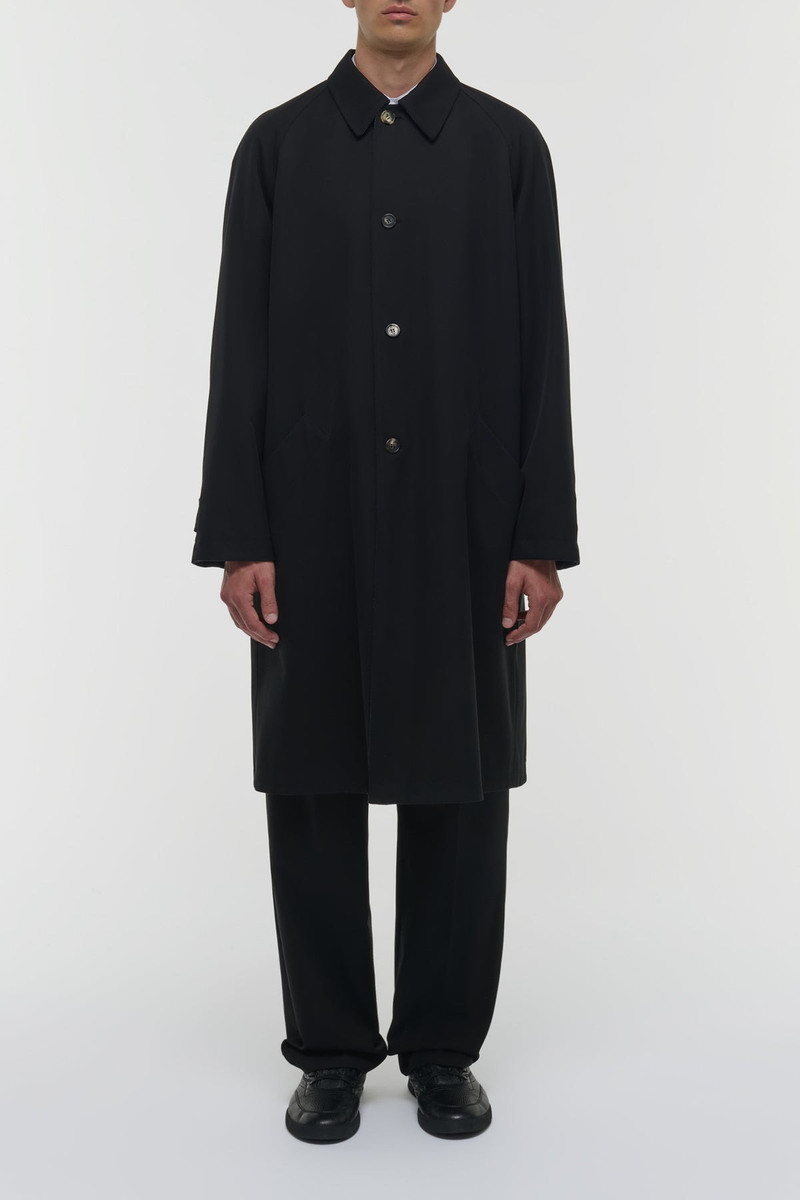 Alain Reversible Coat in Black & Electric Navy Virgin Wool 4