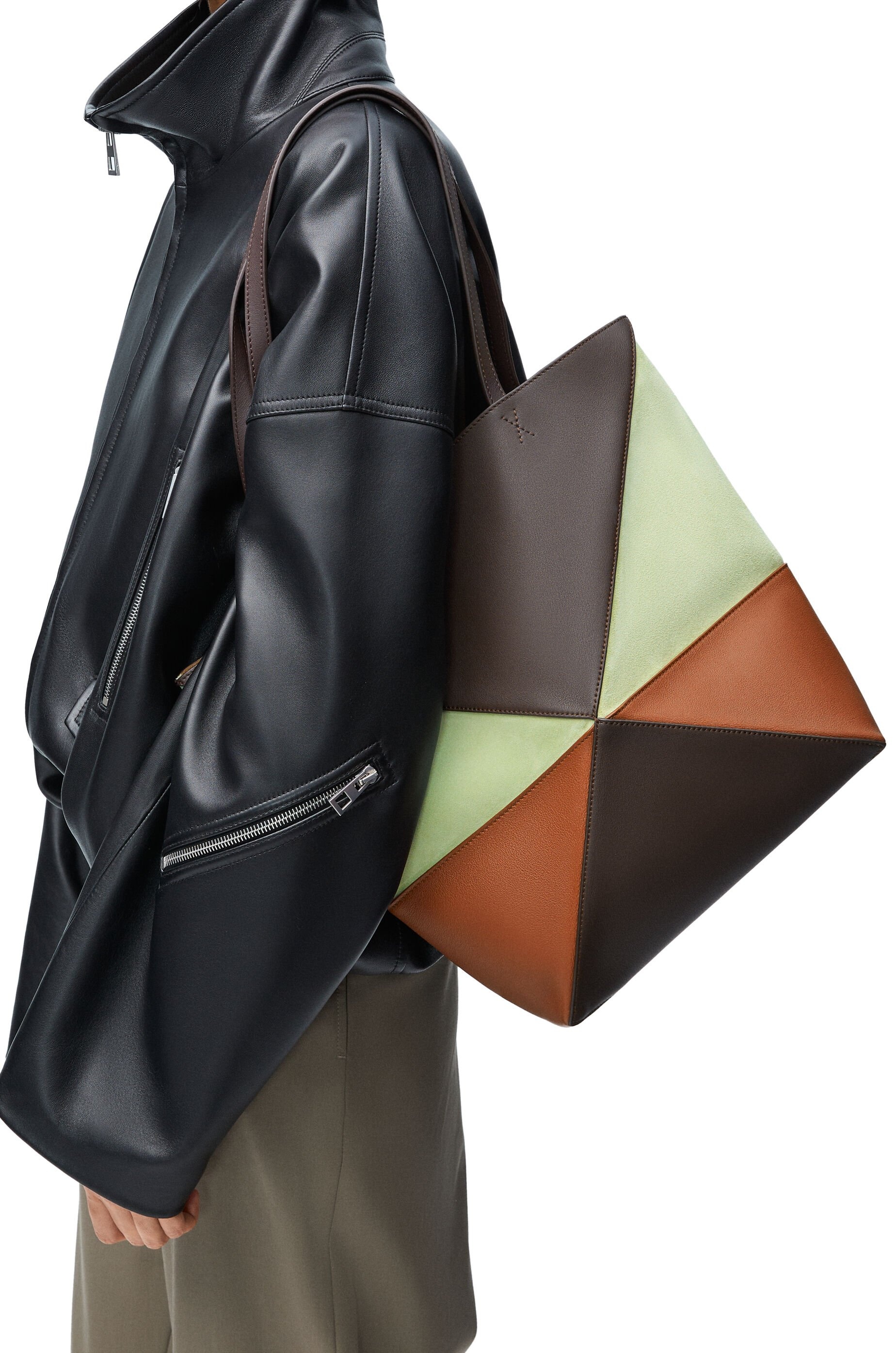 Medium Puzzle Fold tote in calfskin and suede - 3