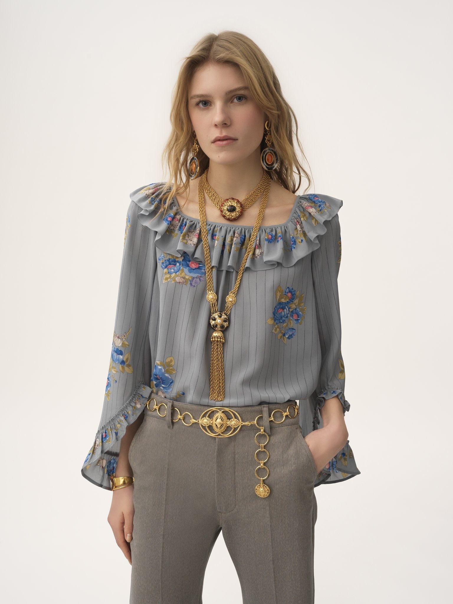 SQUARE-NECK RUFFLE TOP IN CRÊPE DE CHINE - 6