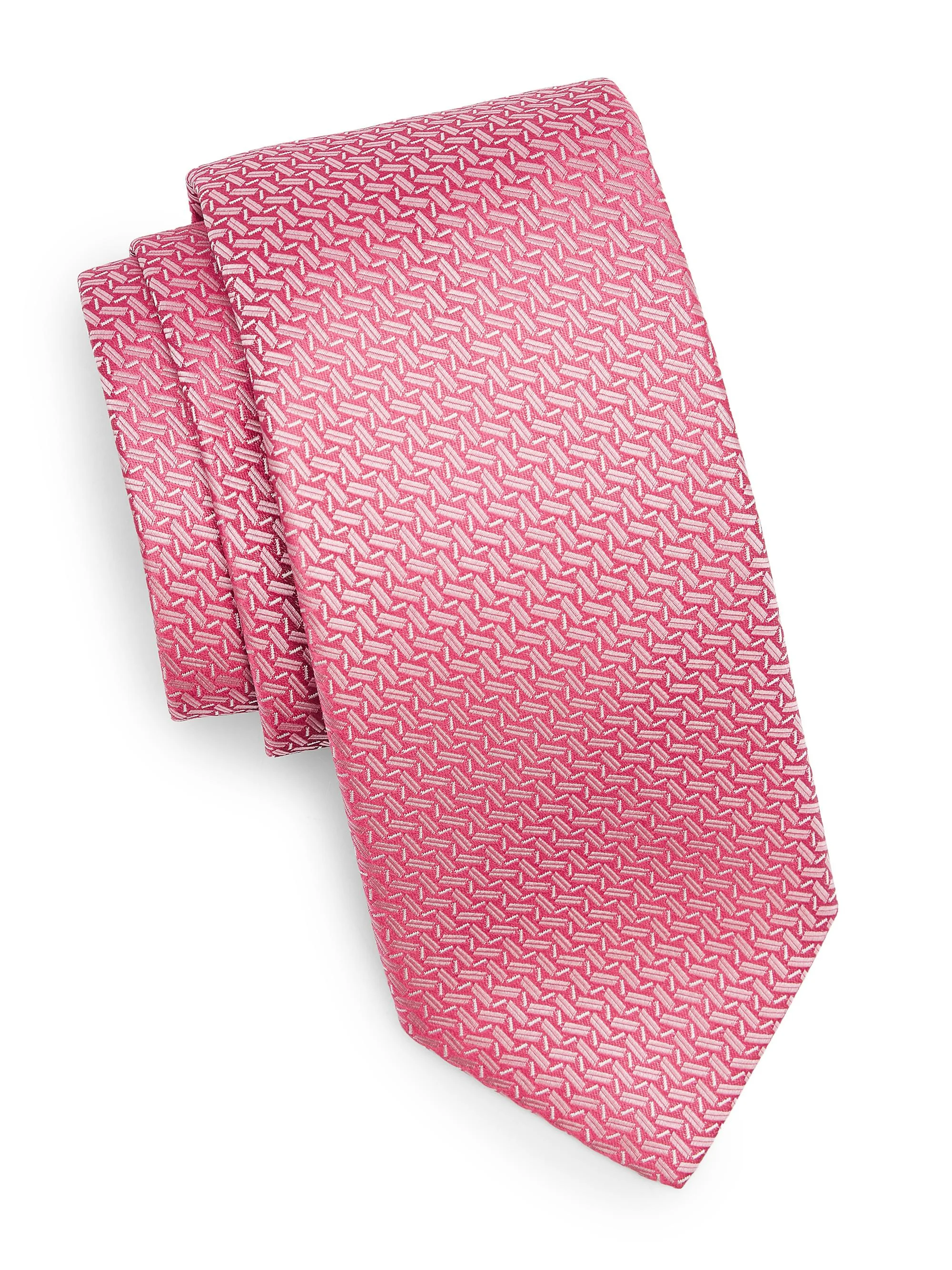 Men's Zigzag Woven Silk Tie - Pink - 1