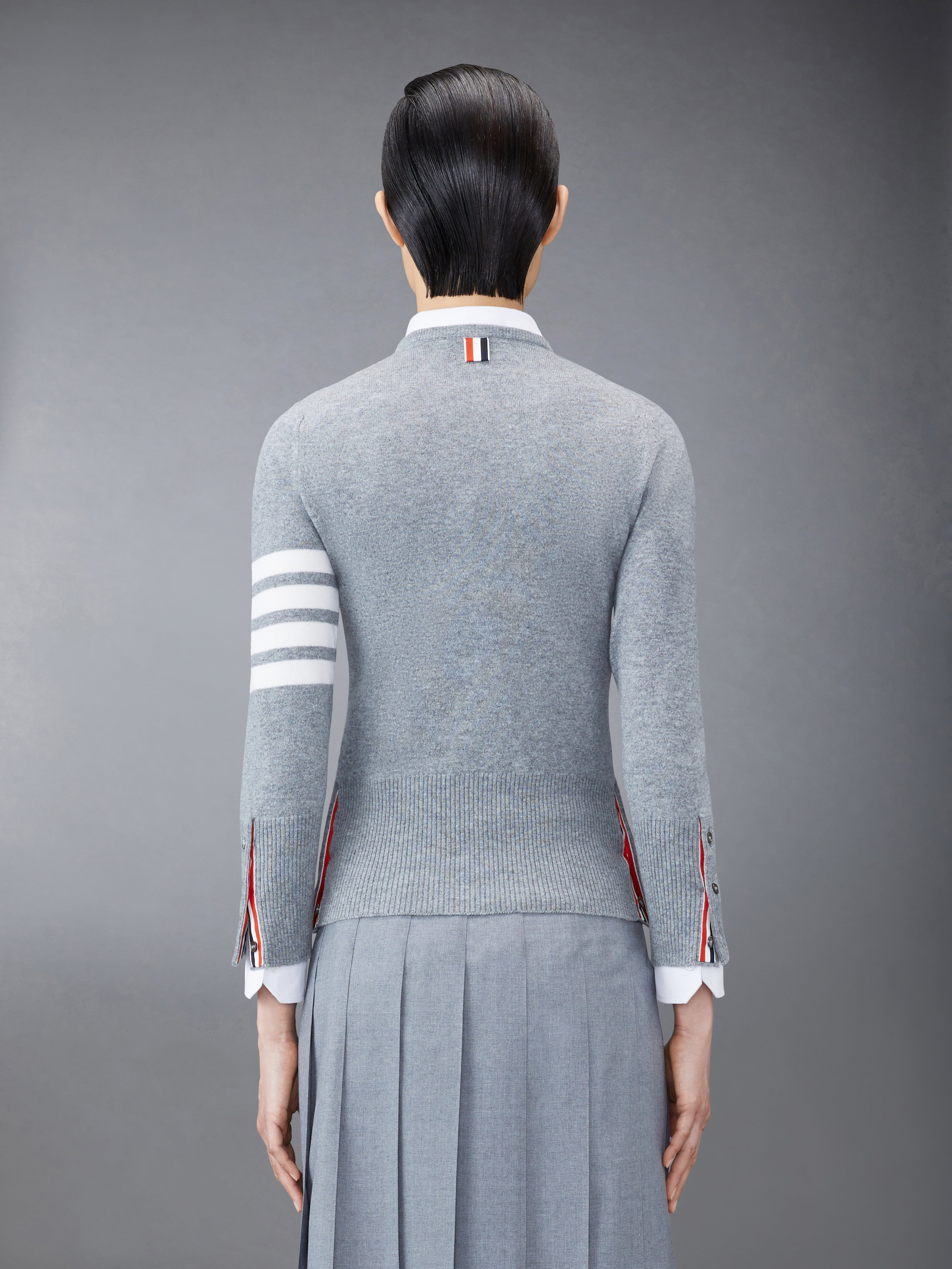 Light Grey Cashmere 4-Bar Classic Crew Neck Pullover - 2