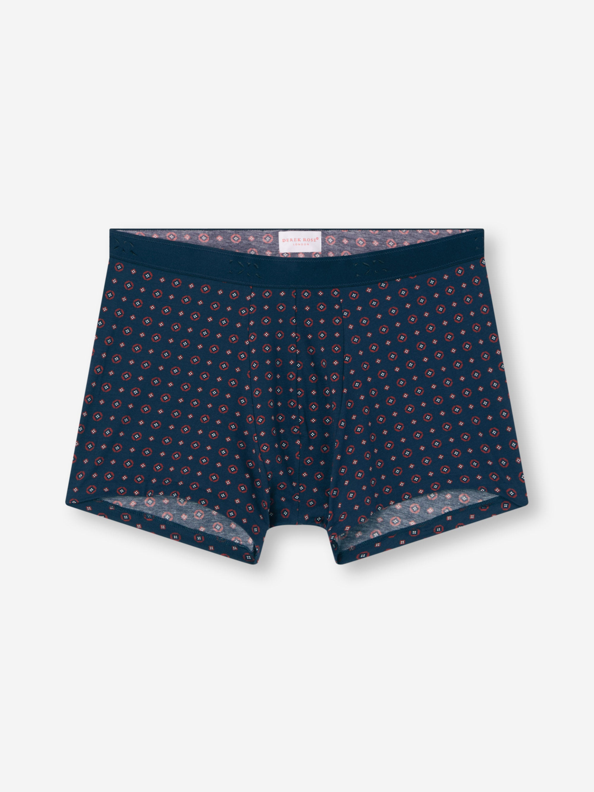 Men's Boxer Briefs Cotton Navy Blue & Red Rose Motif - 2