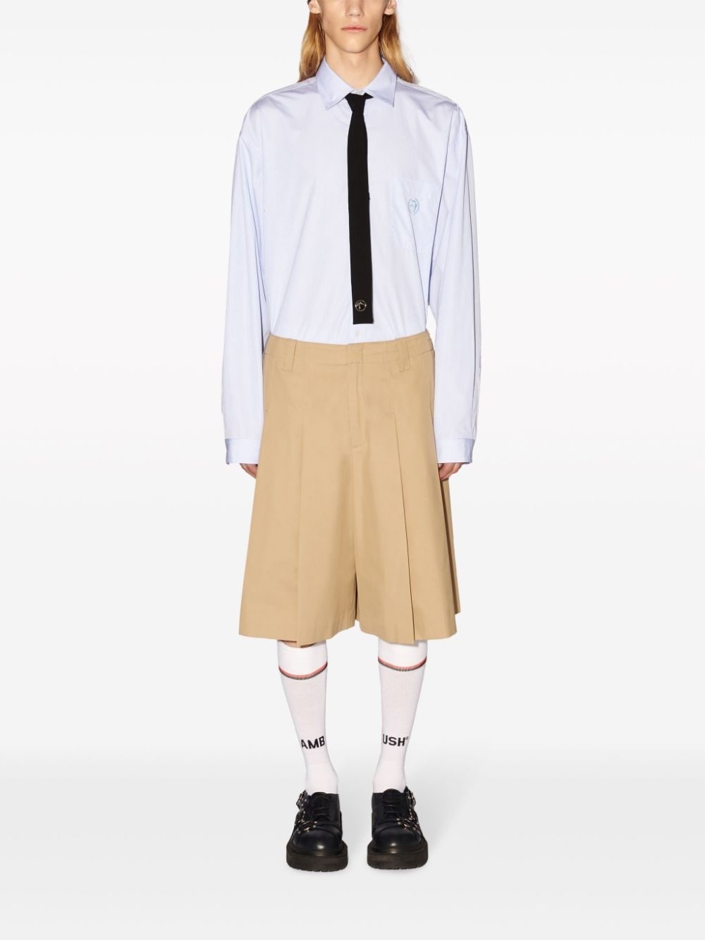 pleated cotton shorts - 2