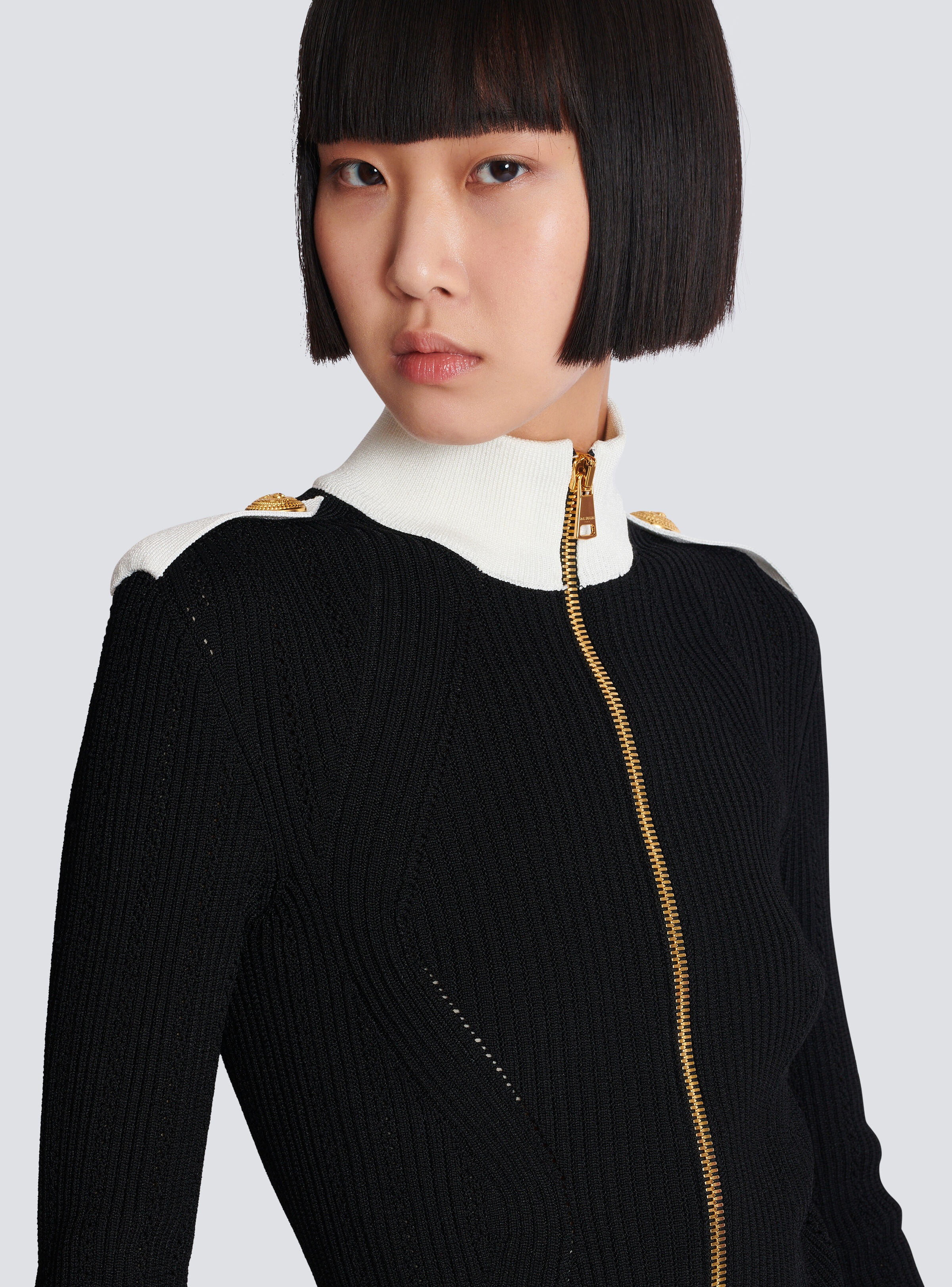 Zipped high-neck knit cardigan - 7