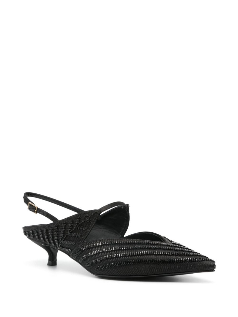 GIORGIO ARMANI Satin slingbacks with bead embroidery outlook