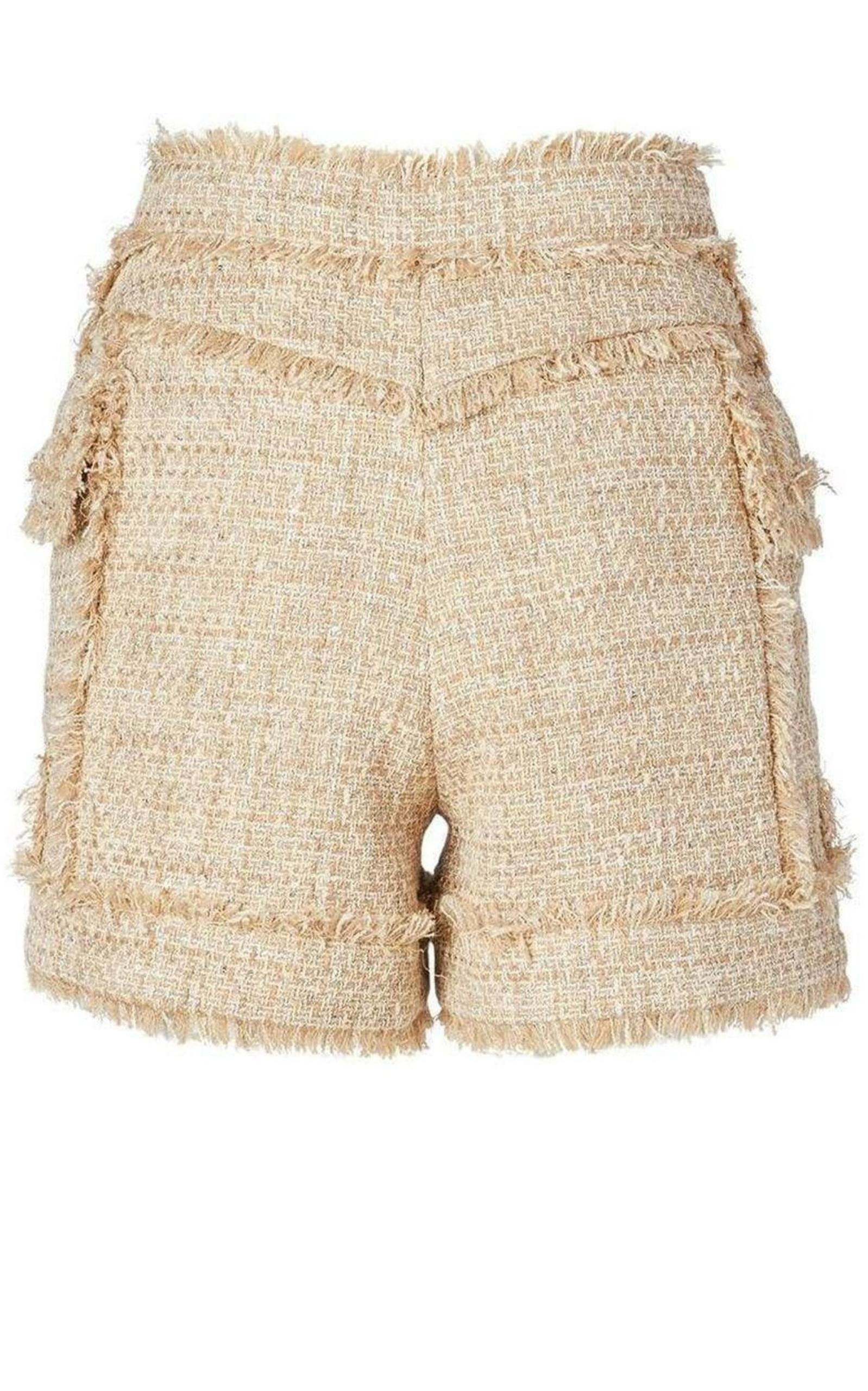 High-rise cotton-blend tweed shorts - 3