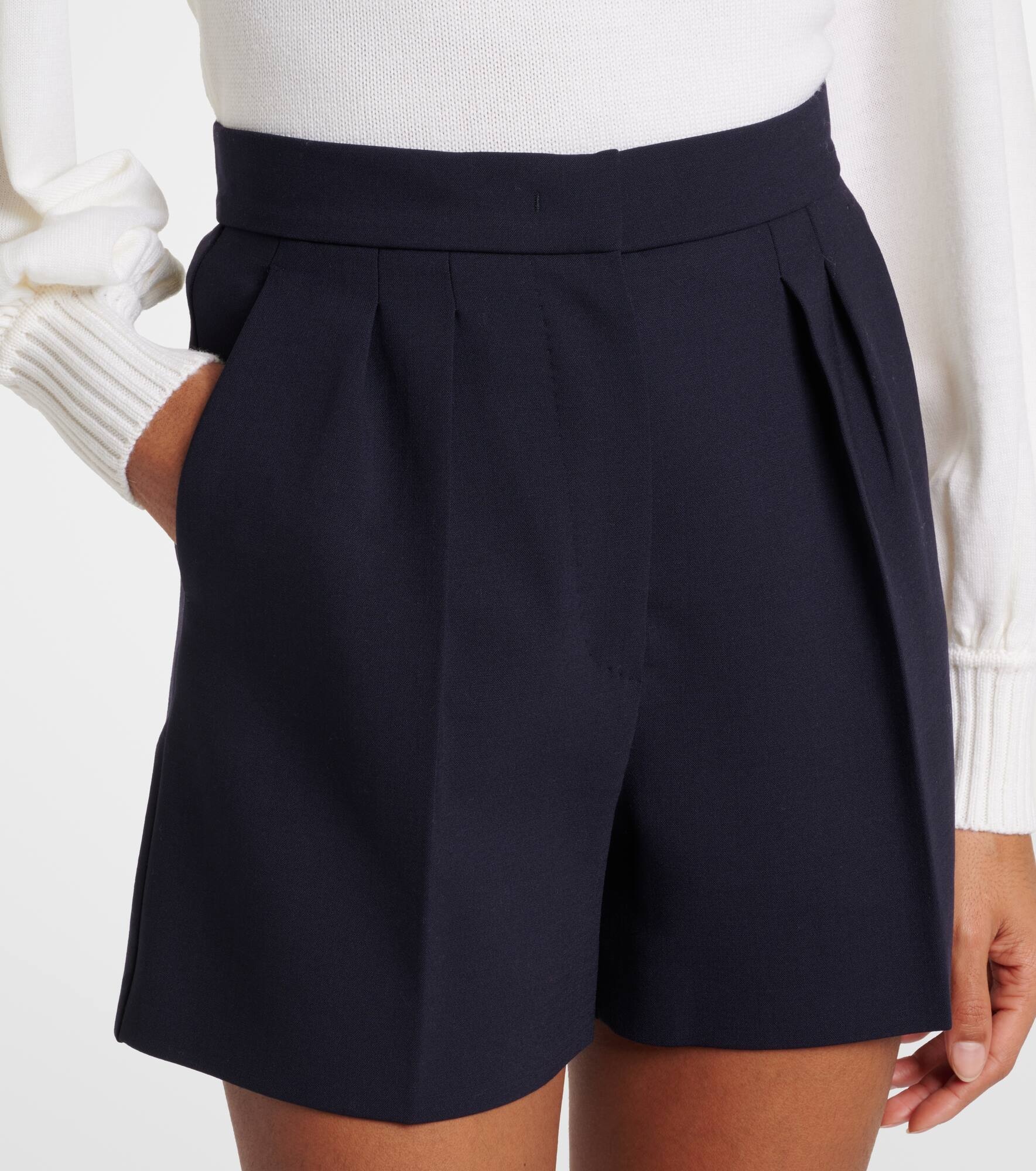 Zic high-rise wool-blend canvas shorts - 4