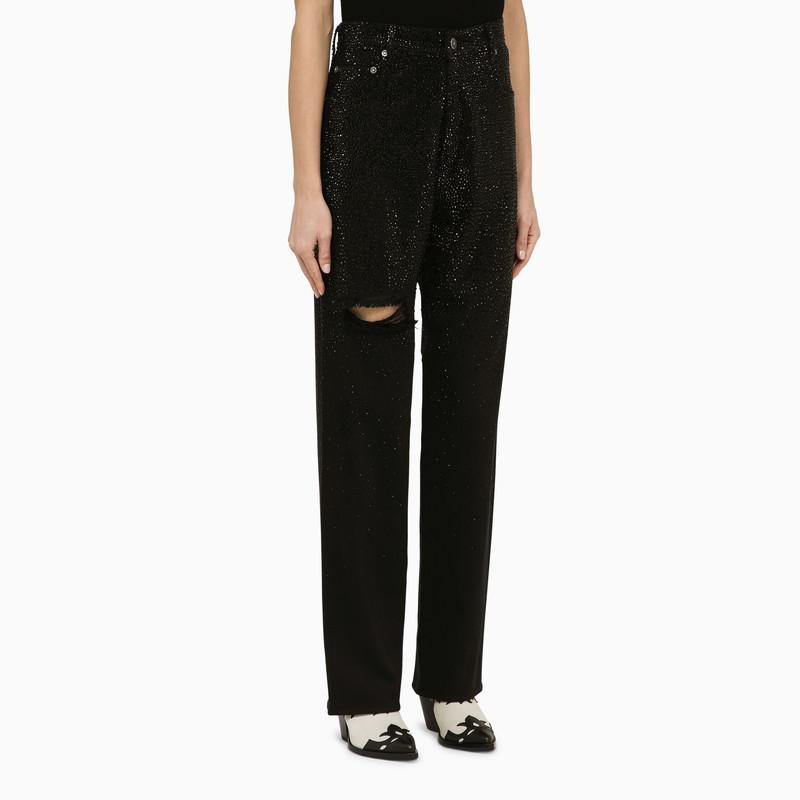 GOLDEN GOOSE DENIM TROUSERS WITH CRYSTALS - 4