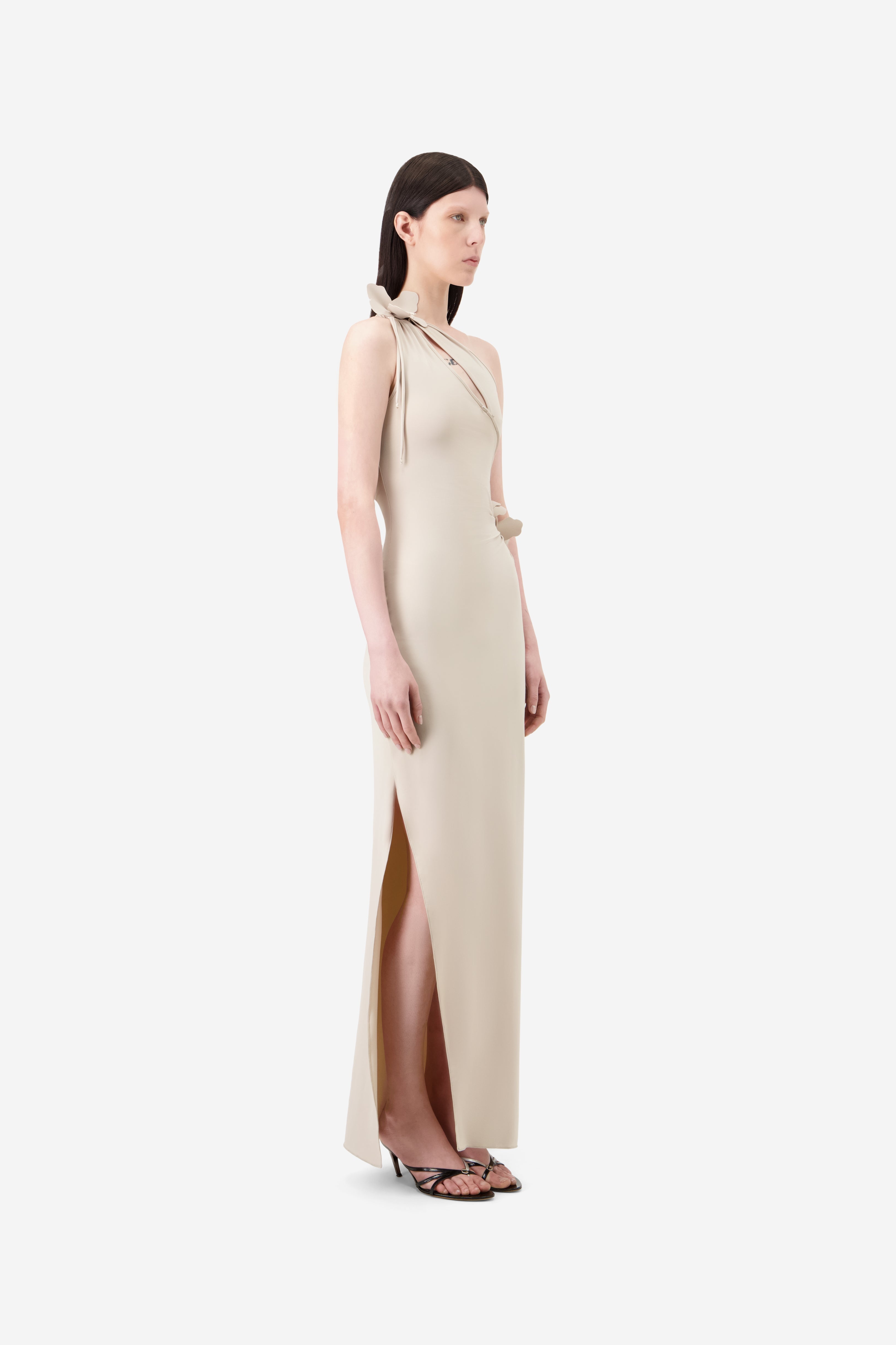 Asymmetric Flower Gown - 4