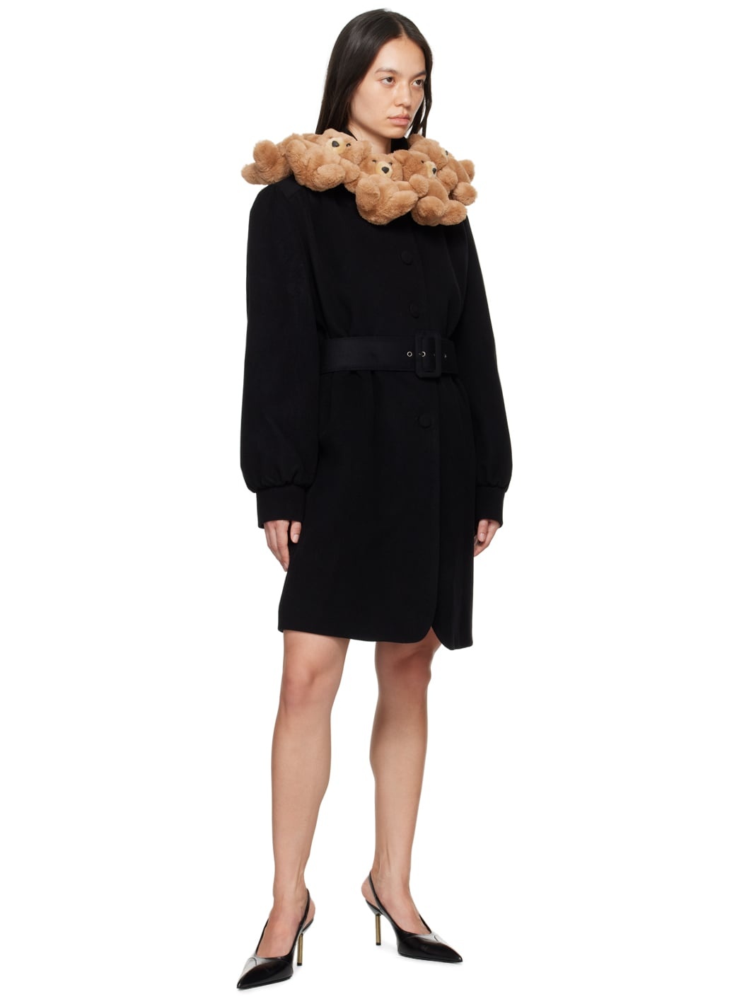 Black Teddy Bear Collar Coat - 5