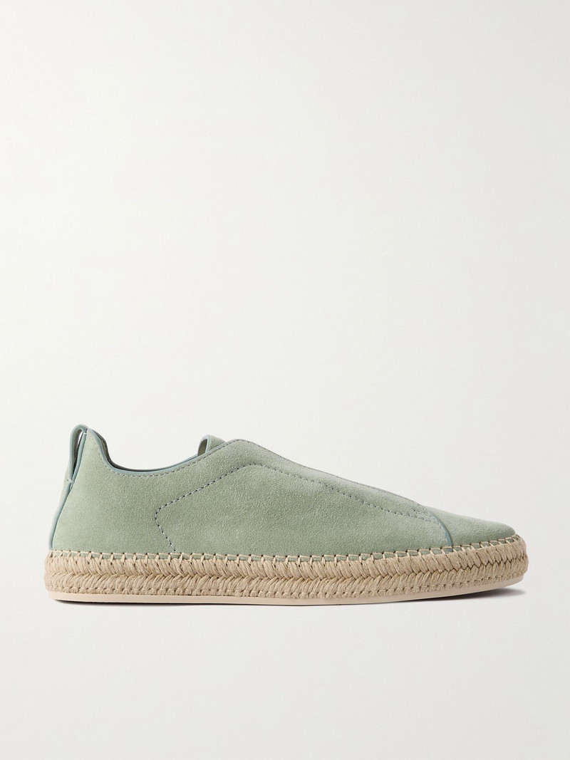 Triple Stitch™ Leather-Trimmed Suede Slip-On Sneakers Green 1