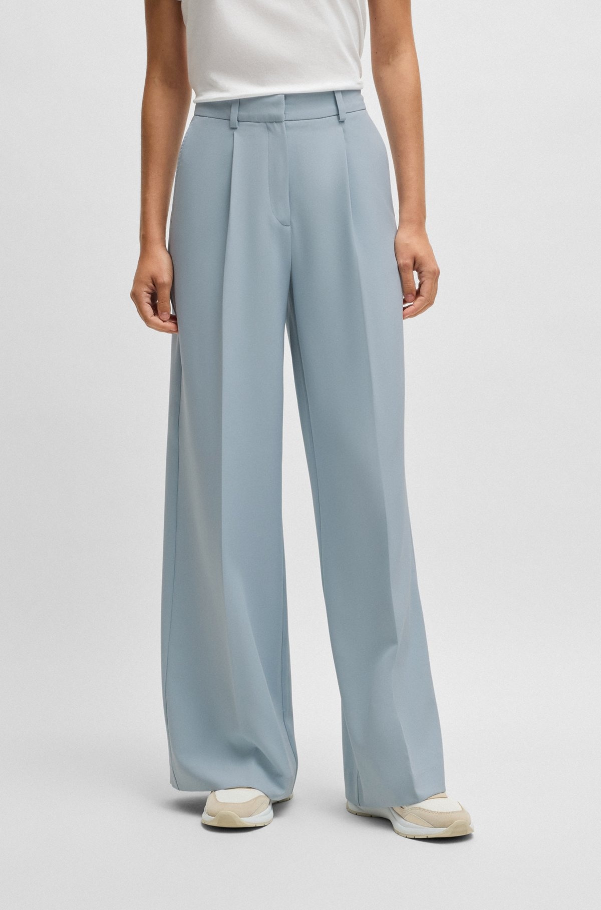 WIDE-LEG TROUSERS IN STRETCH FABRIC - 2