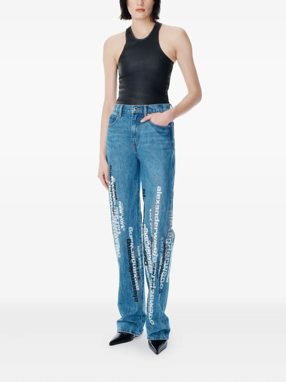 ALEXANDER WANG - Unisex Ez Vertical Logo Screen Print Jean - 3