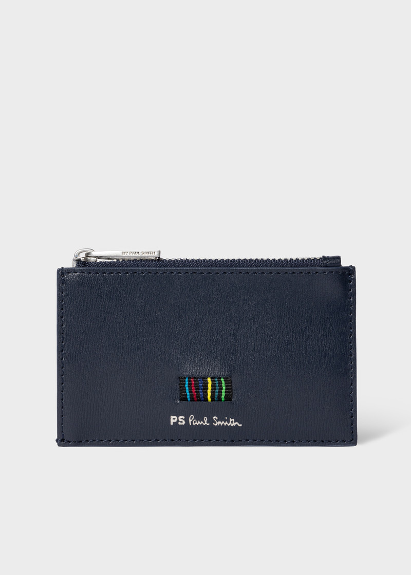 Navy 'Sports Stripe' Zip Card Holder 1