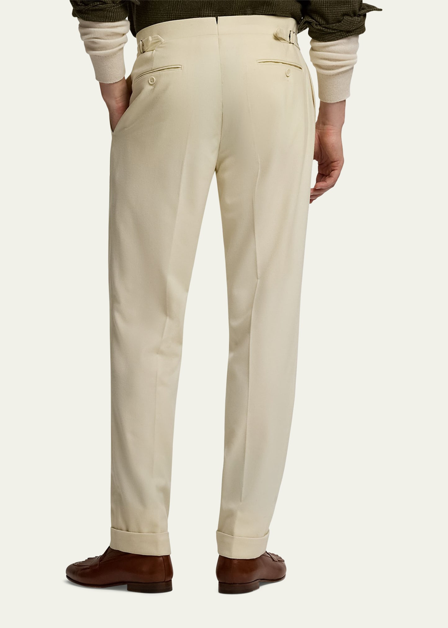 Men's Wool Flannel Waist-Tab Double-Pleated Pants - 3