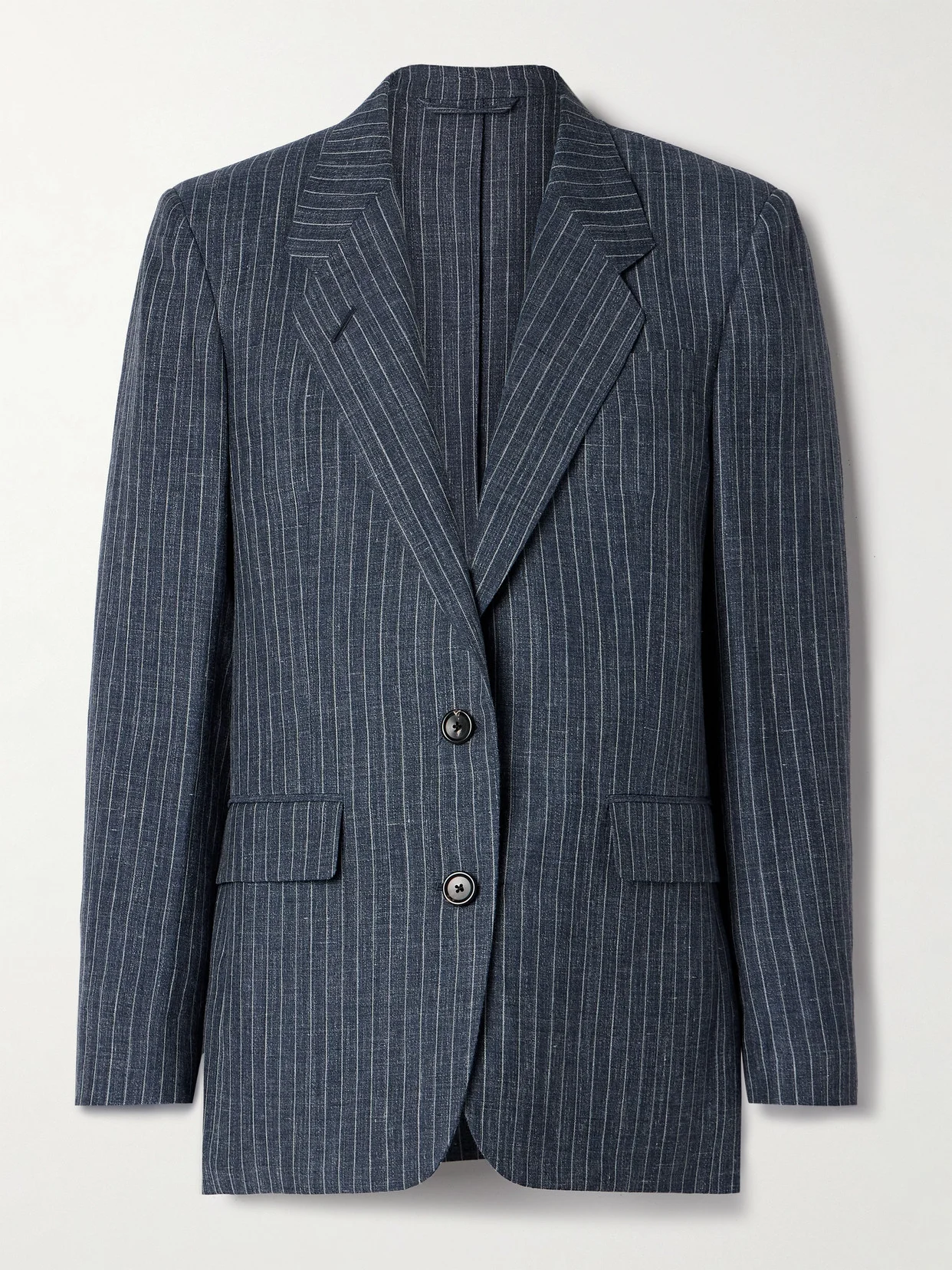 Pinstriped Linen, Wool And Silk-blend Blazer - 1