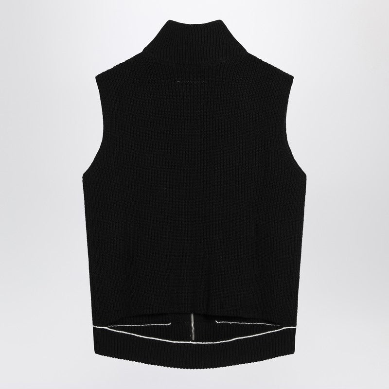 VEST WITH ZIP BLACK IN COTTON BLEND - 2
