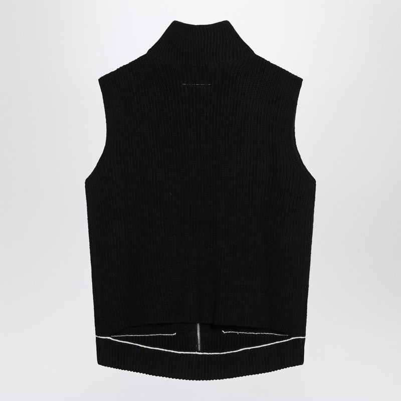 MM6 Maison Margiela VEST WITH ZIP BLACK IN COTTON BLEND outlook