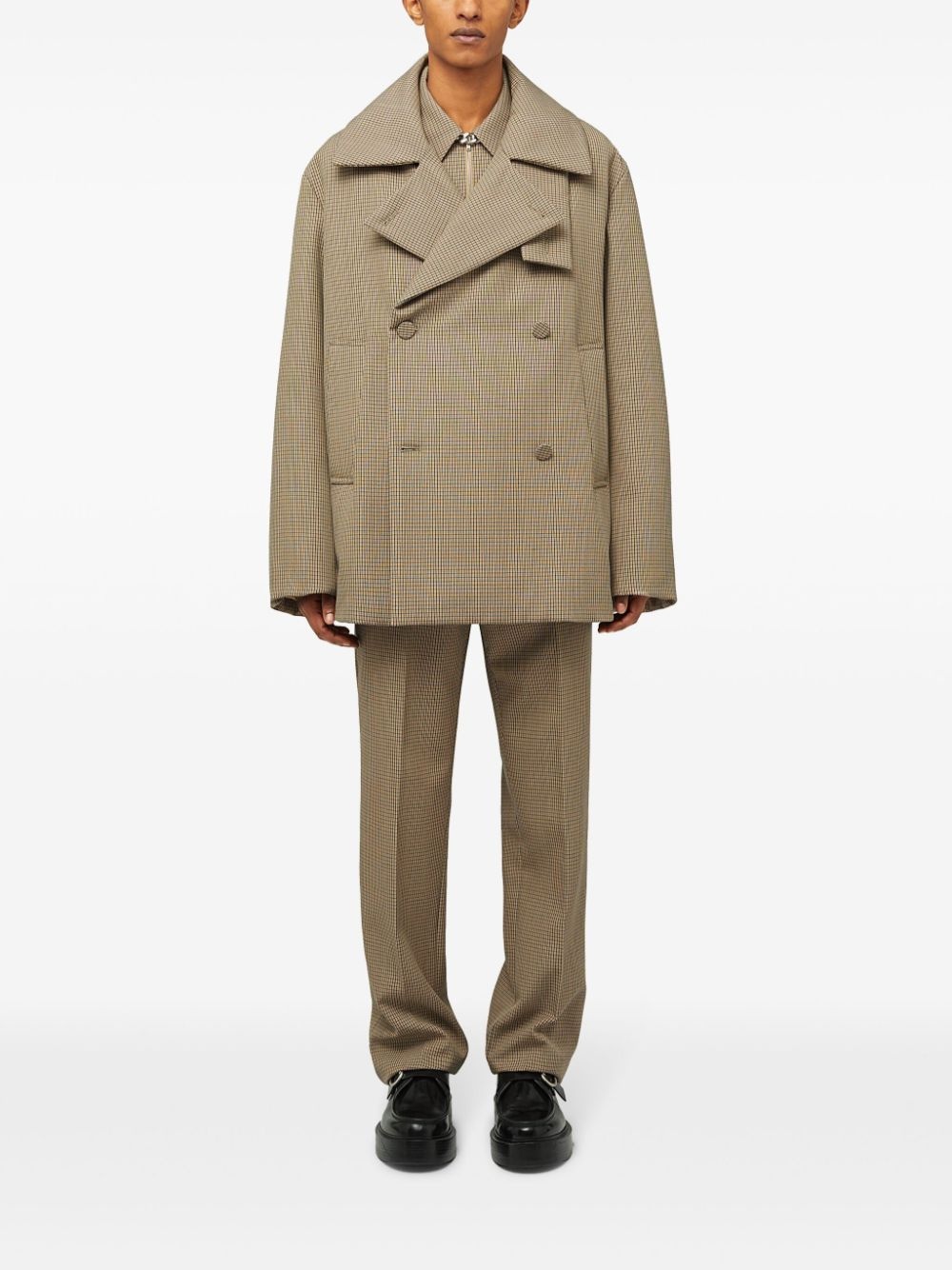 check-pattern straight-leg trousers - 2
