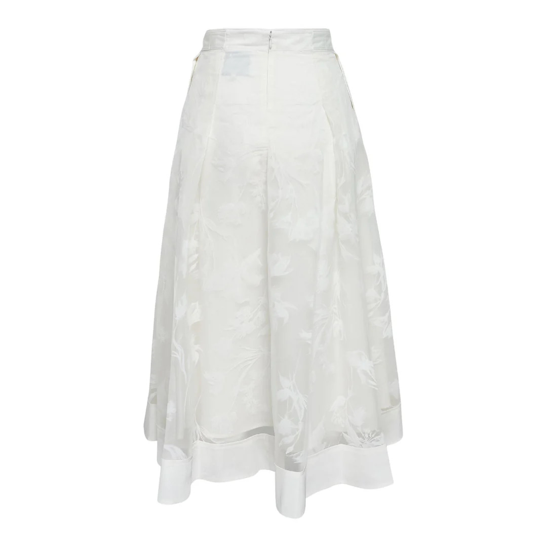 Flocked Organza Midi Skirt - 2