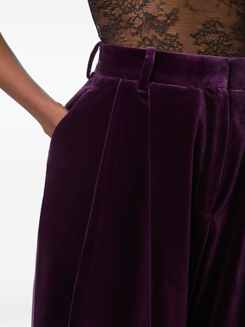 pleated velvet trousers - 5