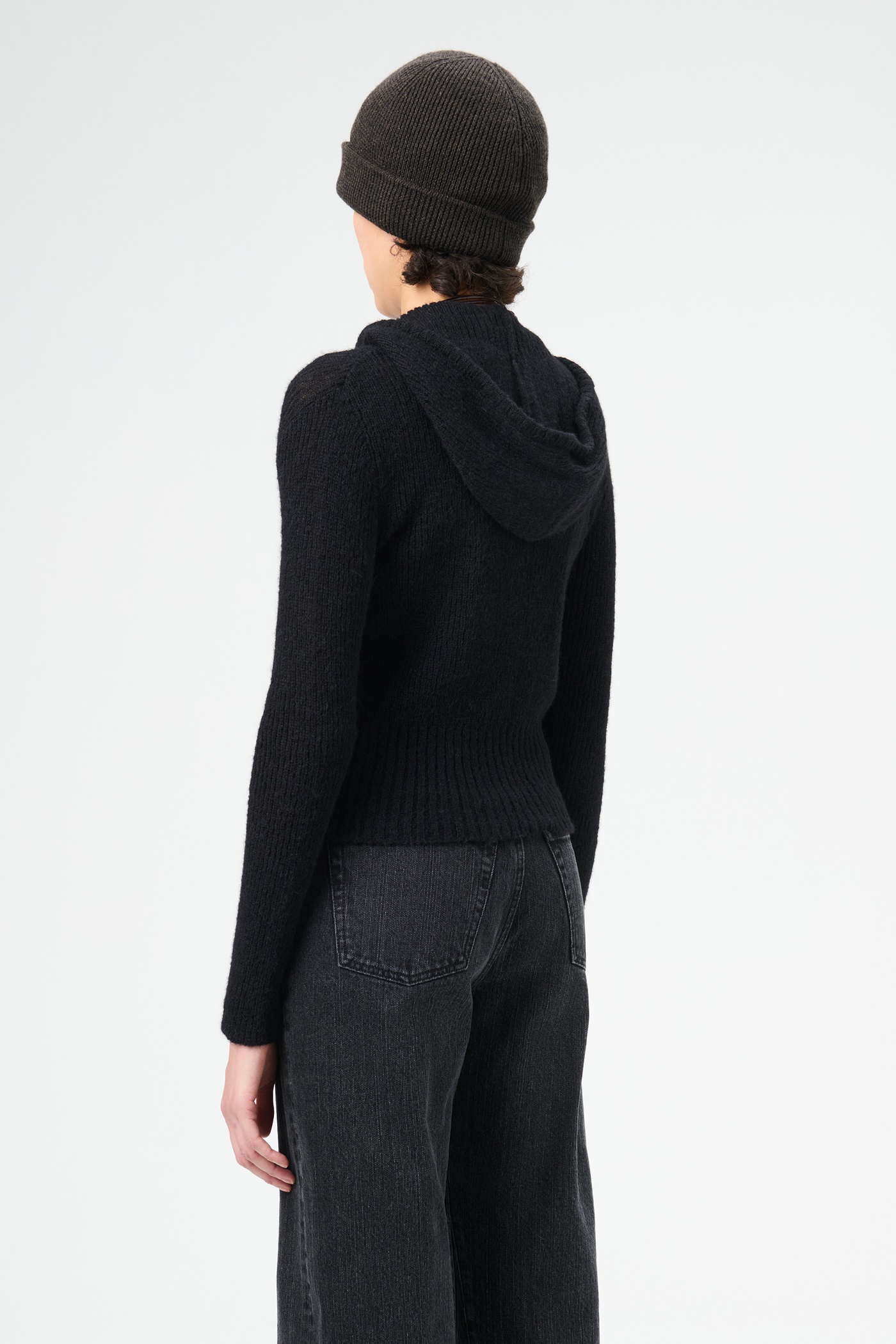 Compact Hood Black Fuzzy Alpaca - 5