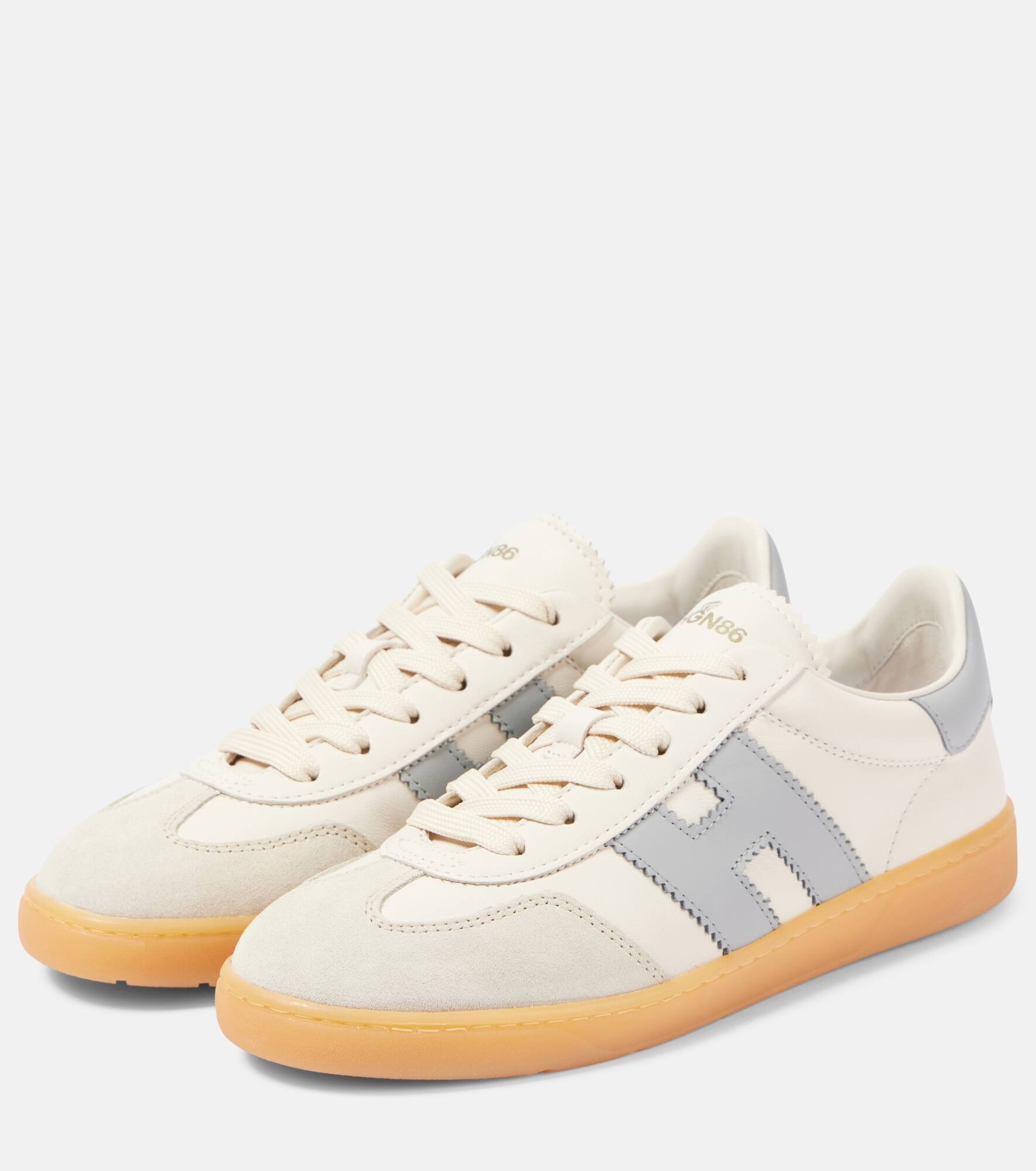 Cool suede-trimmed leather sneakers - 4