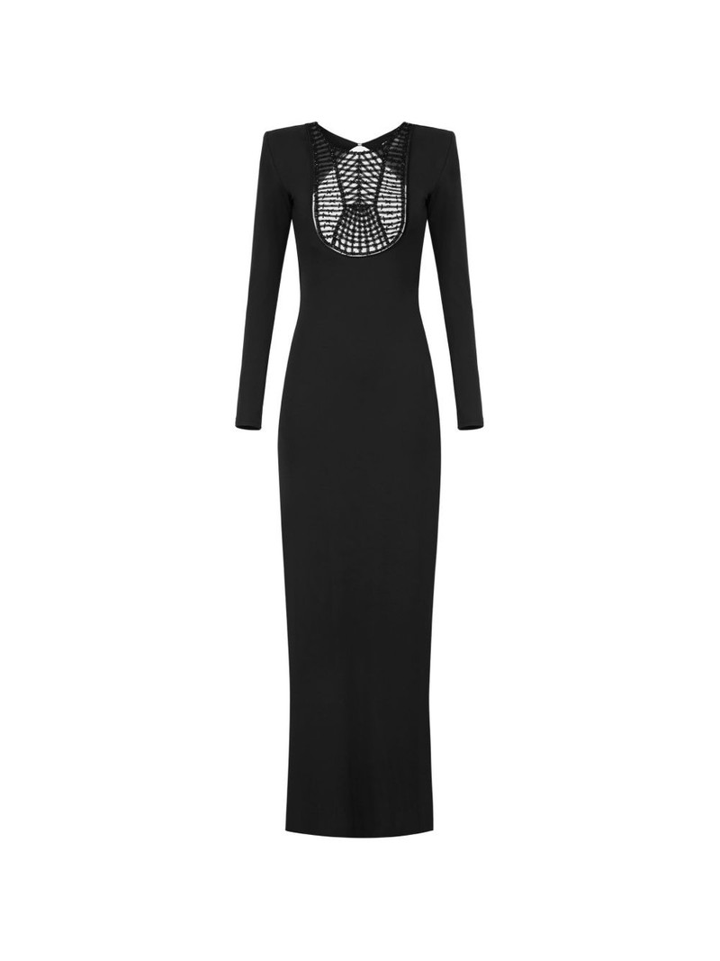 geometric-bib embellished maxi dress 1