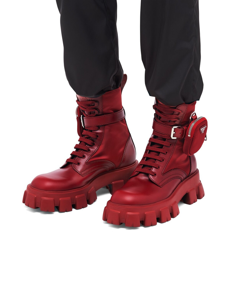 Prada Monolith brushed leather and nylon boots outlook