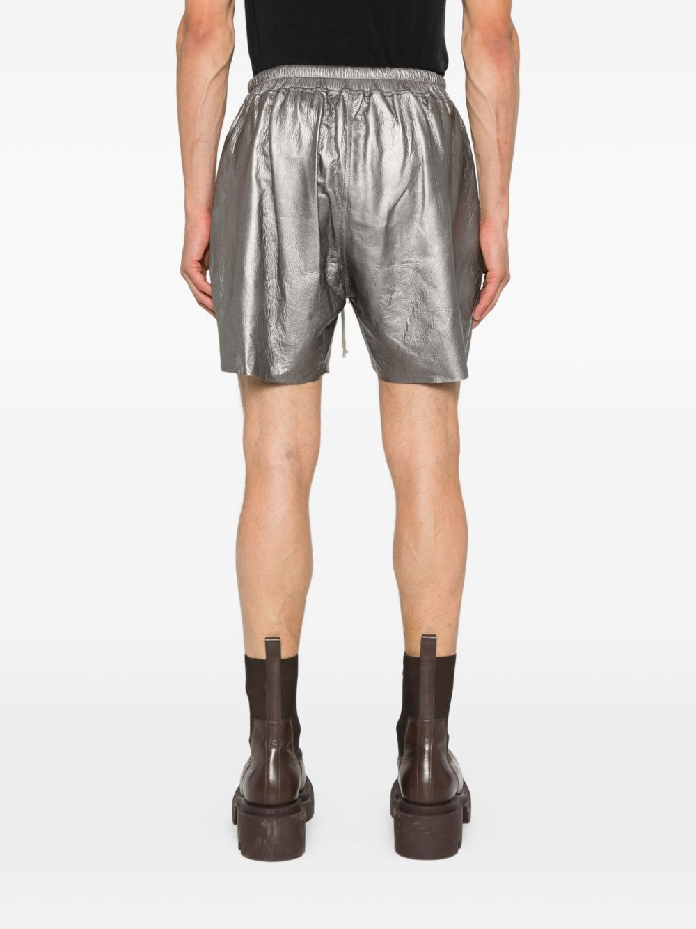 leather drawstring shorts - 4