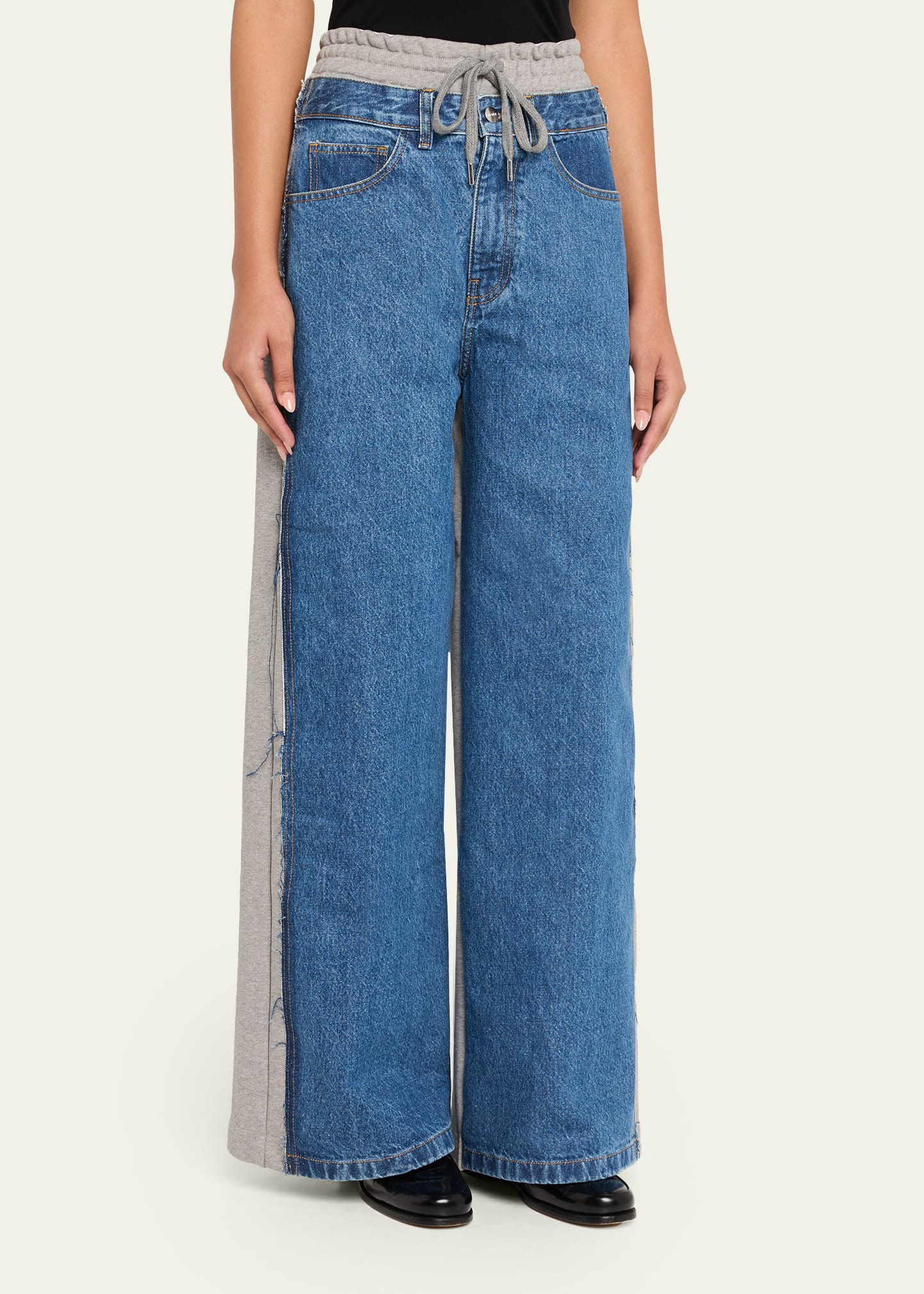 Denim Combo Sweatpants - 4