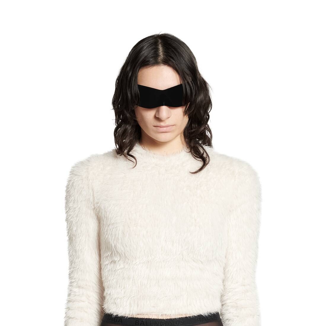 Women's Knotted Shrunk Sweater in Light Grey - 5