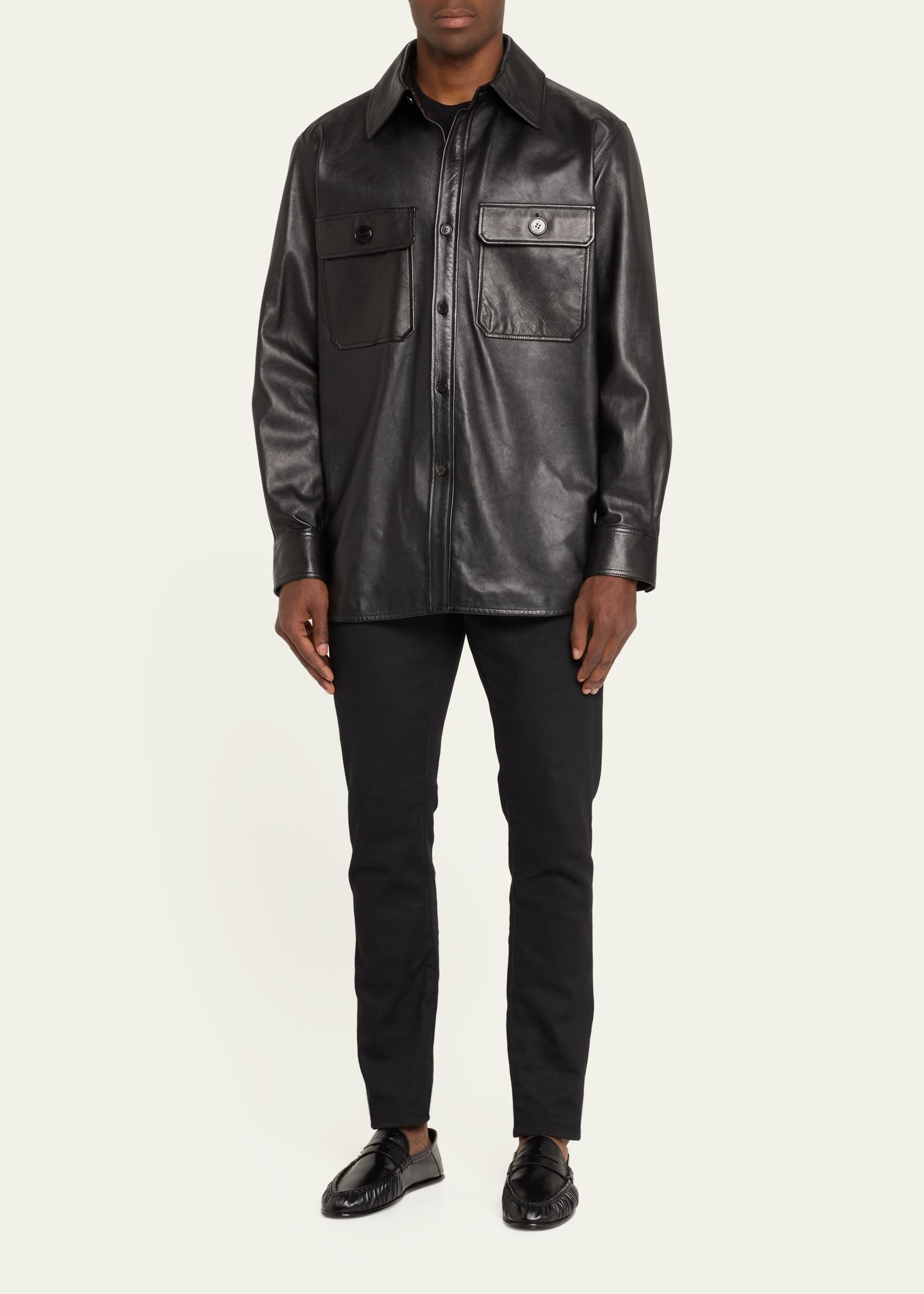 Men's 2-Pocket Leather Overshirt - 2