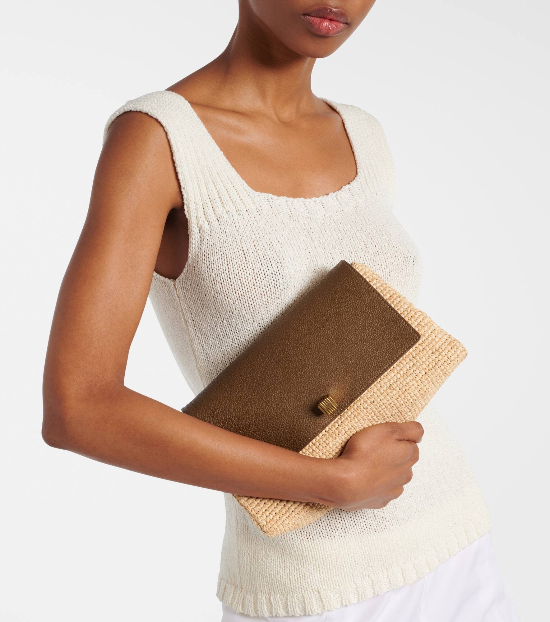 Audrey raffia and leather crossbody bag - 2