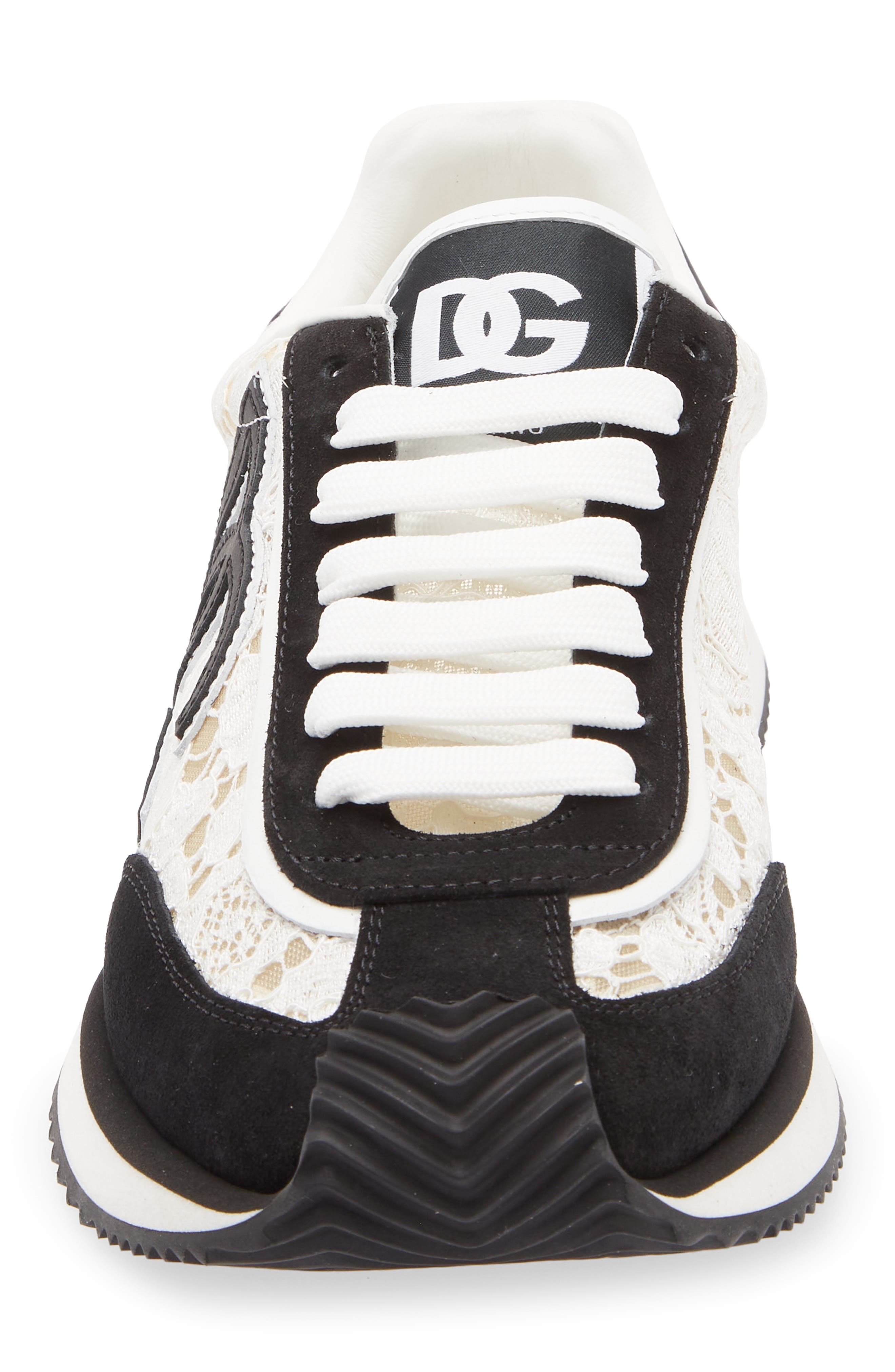 Dolce&Gabbana Aria Logo Lace Sneaker in 89697 Bianco/Nero at Nordstrom - 4