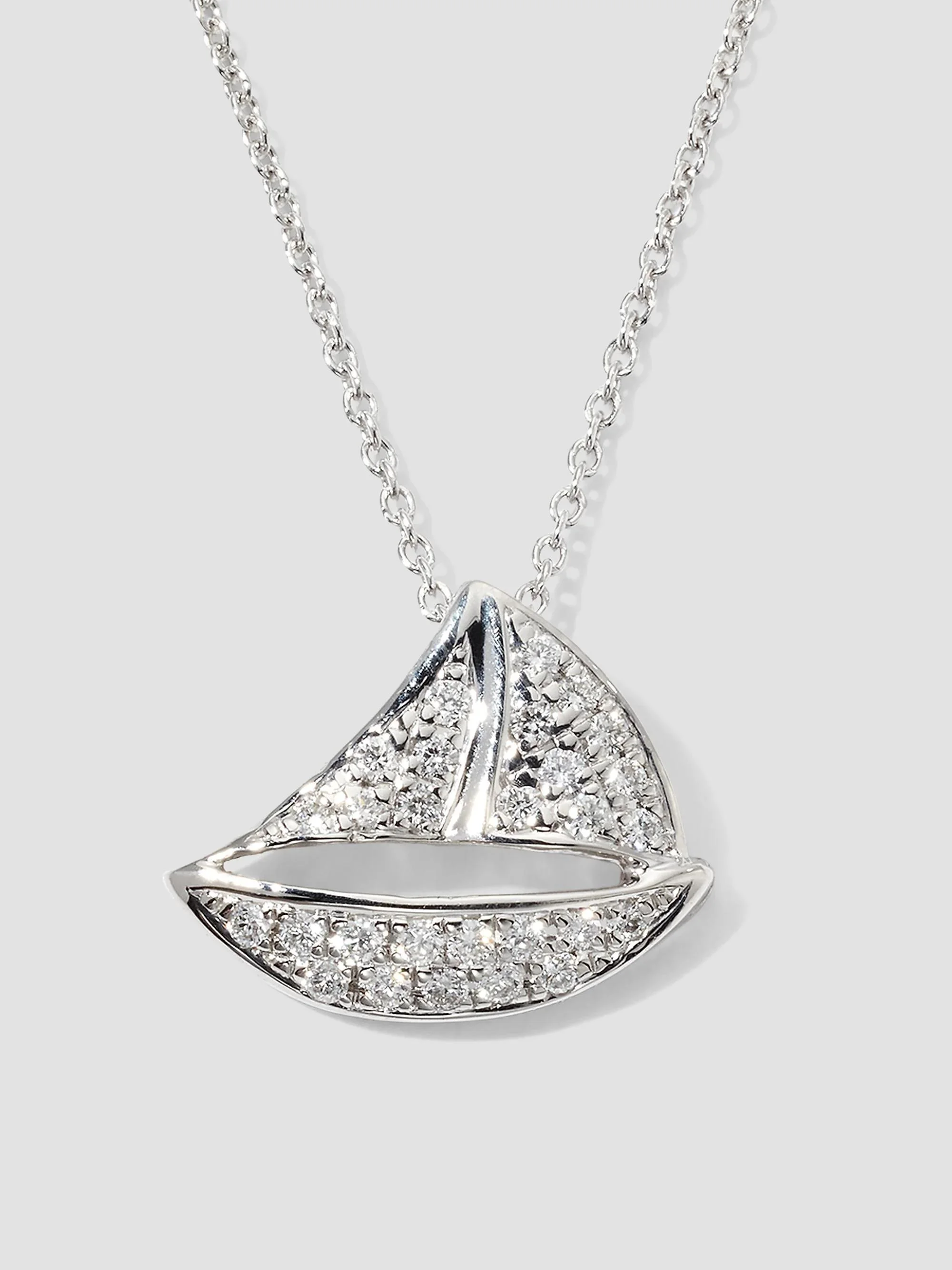 Women's 18K White Gold & 0.14 TCW Diamond Sailboat Pendant Necklace - White Gold - 1