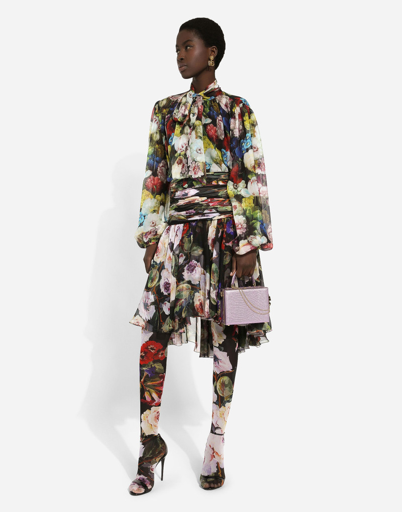 Chiffon shirt with nocturnal flower print 5