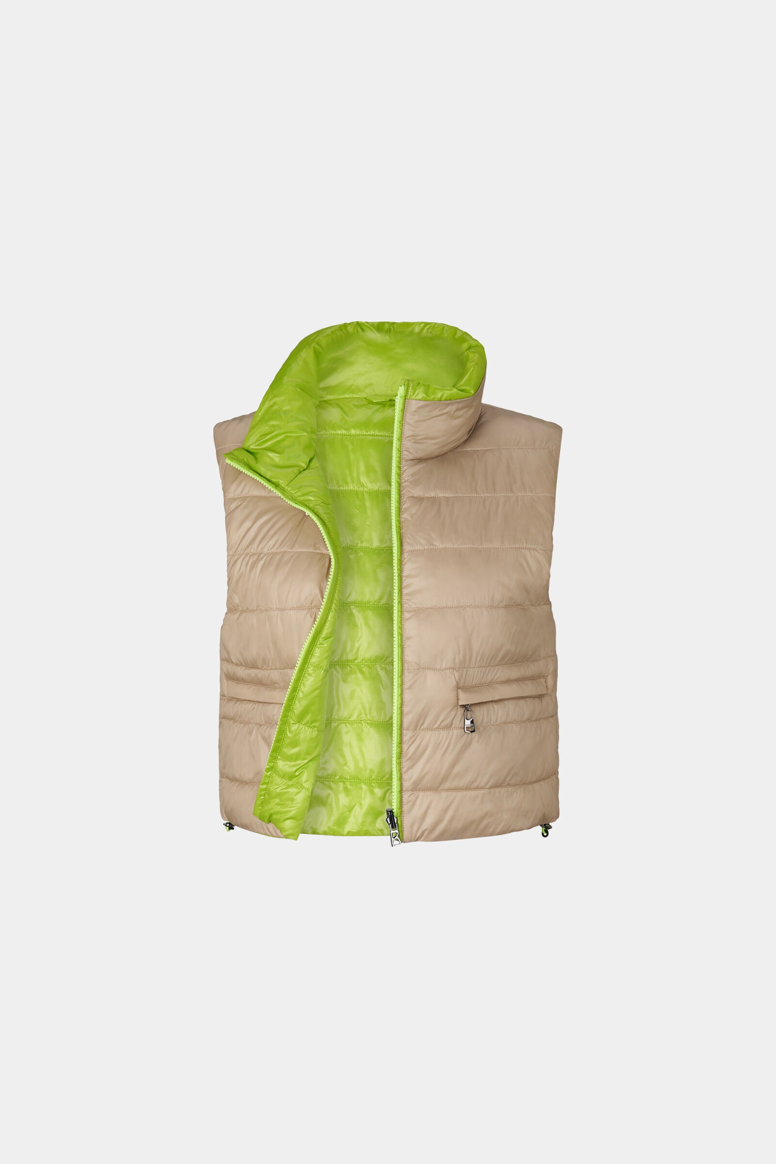 Aliah Reversible quilted waistcoat in Beige/Light green - 8