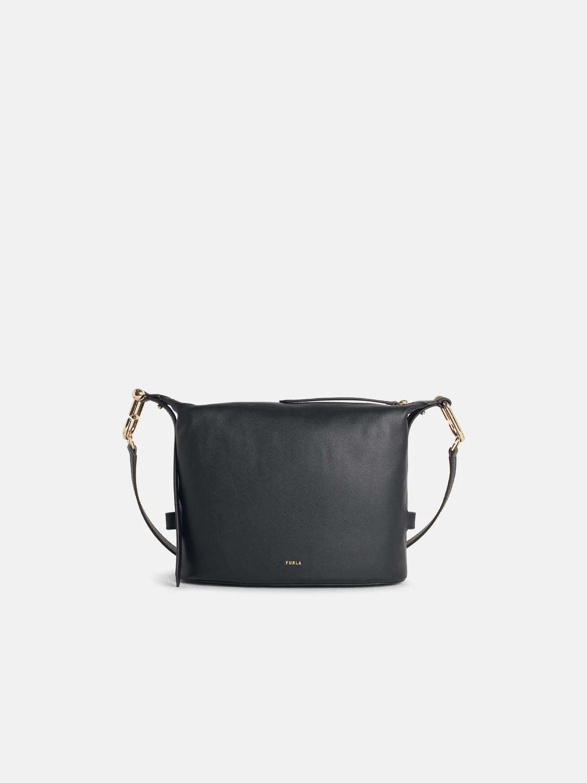 'NUVOLA M' BLACK LEATHER BAG - 1