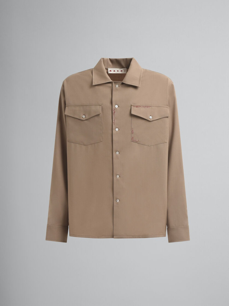 BROWN TROPICAL WOOL SHIRT WITH MARNI MENDING 1